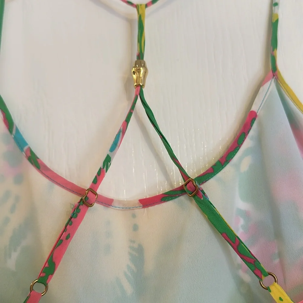 Lilly Pulitzer dress women’s floral silk sun dress  Beautiful vibrant colors XS - Picture 9 of 12